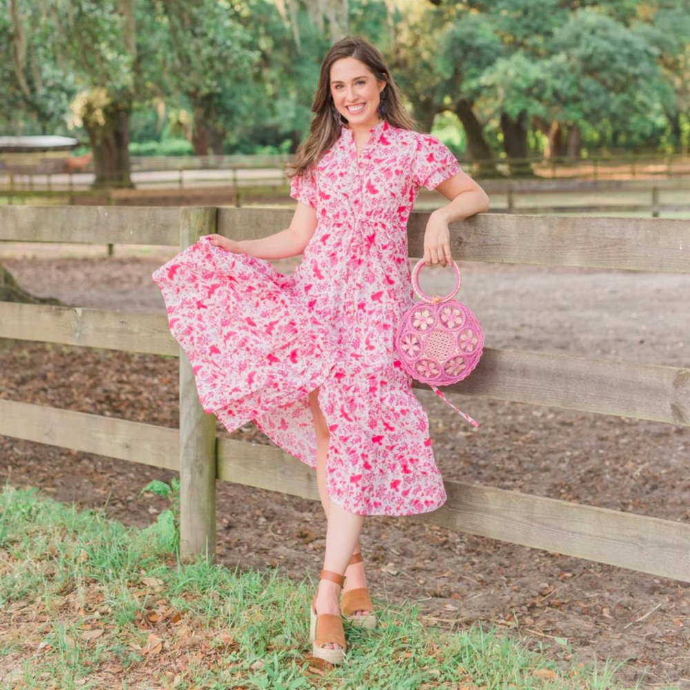NWT Pink Victoria Dunn Magnolia Flutter Dress